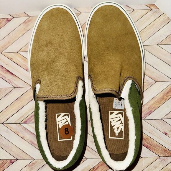 Vans Classic Slip-On Suede Sherpa Kangaroo Brown M 8 W 9.5 Sneakers‎ VN0009Q7BYW main image 5